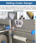 No Nonsense Heavy Duty Bubble Wrap Dispenser With Razor Blade Cutter and Locking Brake showing sliding cutter design for easy packing.