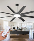 Dope 72 Inch Ceiling Fan With Lights Remote Control Dimmable 3CCT Black Modern Ceiling Fan in living room