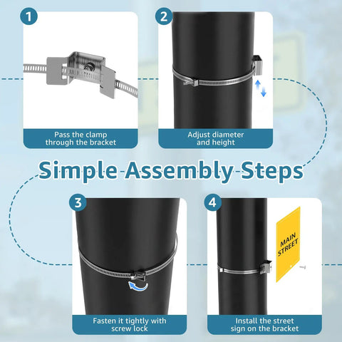 Step-by-step guide using Rock Solid Heavy Duty Sign Mounting Brackets for Large Poles 4 to 15 Inches Stainless Steel Clamp Kit