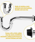Stainless Steel P Trap One And A Quarter Inch Bathroom Basin Sink Waste Trap With Reducing Washer And Chrome Finish side view