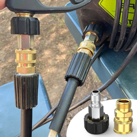Pressure Washer Quick Connect Fittings Kit M22 14mm To Three Eighths Inch Four Piece Adapters Set Includes Swivel Adapters