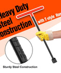 Heavy Duty Steel Construction 16 Inch Water Meter Key With Heavy Duty Steel T Handle Four Way Universal Cross Key held by hand