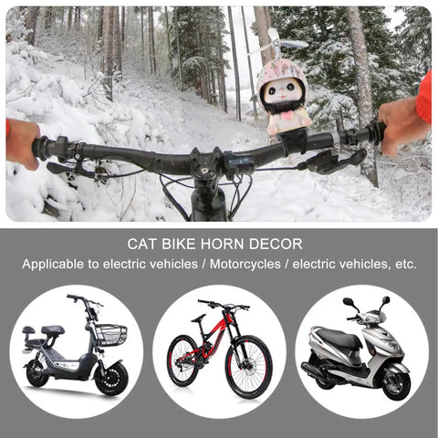 Totally Cool Cat Bike Helmet Decor for Bikes and Cars Made of Lightweight Resin With Propeller Helmet on mountain bike handlebar