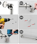 Installation guide of 16 Inch Anti Slip Shower Grab Bar Handle In Chrome Finish Stainless Steel Bathroom Grab Bar With Knurled Grip