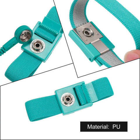 ESD Anti Static Wrist Strap 5ft PU Adjustable Antistatic Bracelet Set Wired Grounding Band For Computer Electronics Repair Green