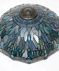 Sea Blue Tiffany Stained Glass Dragonfly Ceiling Light Fixture Lit Look Semi Flush Mount 16 Inch Wide 15 Inch High bronze finish