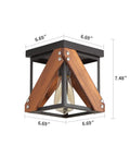 Dope Rustic Industrial Two Light Flush Mount Ceiling Light With Metal And Wood Square Frame dimensions 6.69x6.69 inches.