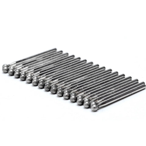 30 Piece Ball Shape Diamond Burr Set for Rotary Tools, Pro Grade Diamond Grinding Burs arranged in a row