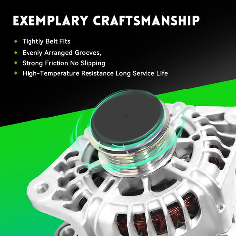 Close-up of 110A Drop-In Alternator Replacement details for Kia Soul 2012-2016, Hyun-dai Veloster 2013-2017