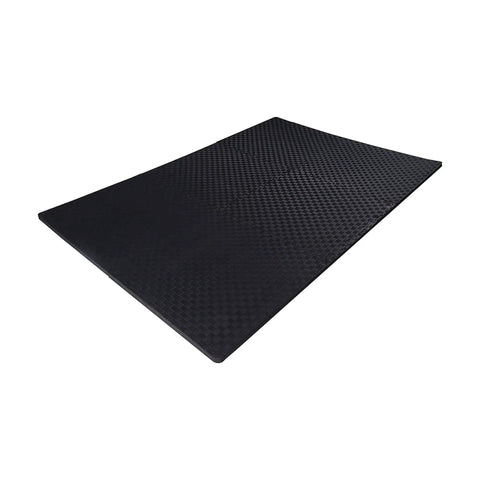 Interlocking EVA Puzzle Exercise Mats For Home Gym Half Inch Thick Cushioned Foam Floor Tiles Black 24 By 24 Inches side view