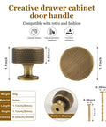 Premium Top Shelf Solid Brass Cabinet Knobs 1.1 Inch Knurled Hardware Antique Brushed Finish showing front and bottom views.