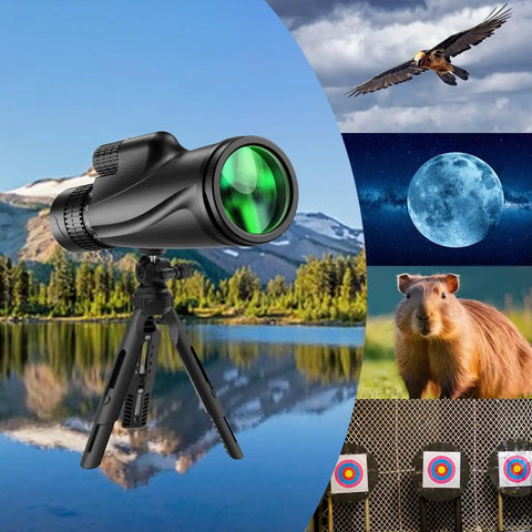 Ultra High Power 80x100 Monocular For Adults With Tripod And Smartphone Bracket, BAK4 Prism And FMC Lens, black