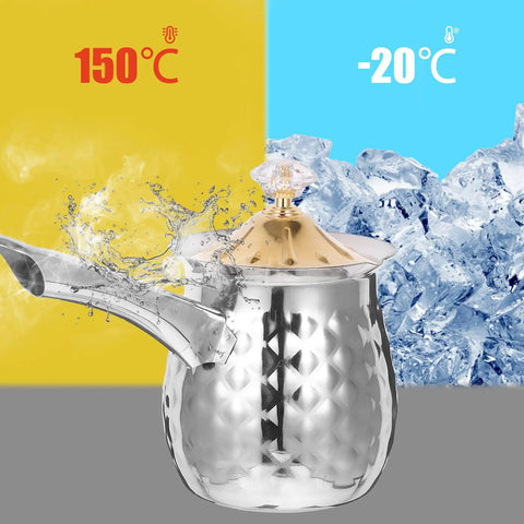 Stovetop Turkish Coffee Pot Cezve Ibrik Hammered Stainless Steel 400ml Coffee Maker Milk Warmer with Spout