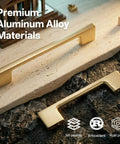 10 Pack Classic Cupboard Cabinet Handles For Modern Kitchen Drawers Pulls Brushed Brass on marble and stone surface
