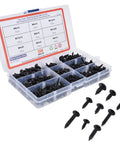 380 Pieces Self Tapping Screws Kit Black Carbon Steel Round Head Self Drilling Screws With Washers in plastic case