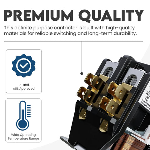 2 Pole Definite Purpose Contactor With 120V Coil 30 Amp UL Recognized A2L Refrigerants Rated, premium quality design