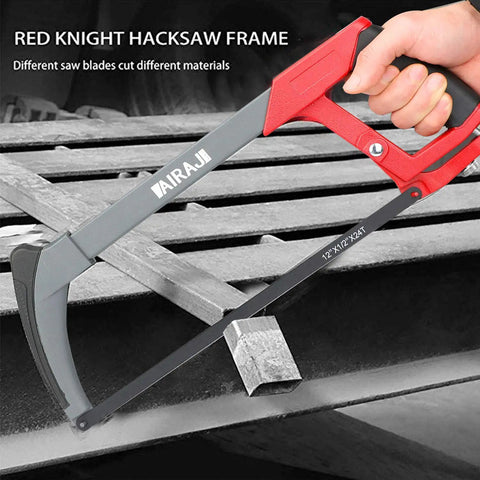 12 Inch Adjustable Hacksaw Frame Set With High Tension Beefy Workhorse Hand Saw Includes 10 Blades For Gardeners PVC Pipes Metal Pipes