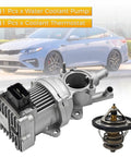 Road Ready Performance Water Coolant Pump And Thermostat Kit Compatible With Hyundai Sonata Hybrid Two Liter Engines 2016 To 2020 Kia Optima with pump and thermostat visible.
