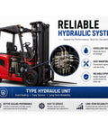 Heavy Gauge Mini Electric Forklift 2500 Lb Pallet Stacker showing hydraulic system details and reliable sealing features.