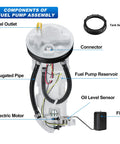Diagram showing components of Fuel Pump Module Assembly With Sending Unit For Honda Civic 2001 Through 2005 1.3L 1.7L 2.0L Replacement Part