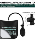 Air Wedge Bag Kit Three Size Set With 500 Lb Rating, inflatable leveling tool with pump and release valve visible