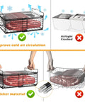 Four Large Expandable Freezer Bins With Easy Grab Handles, Stackable Chest Freezer Organizers showing cold air circulation improvement