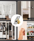 4 Pack Strong Magnetic Door Catch Set for Closet and French Doors, featuring adjustable latch and hidden magnetic ball catch, silver finish