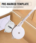 Soft Close Toy Box Hinges Set with No Pinch Lid Support installed on wooden box with pre-marked template for easy installation