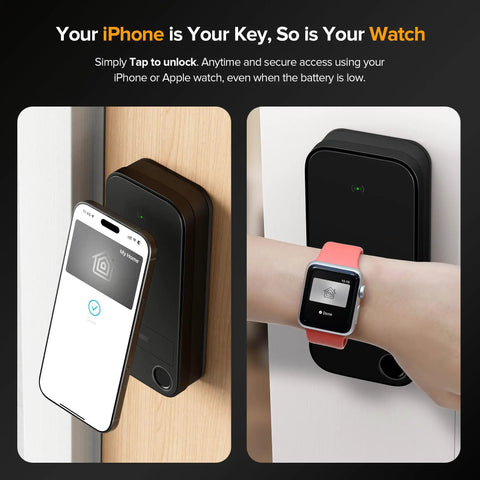 Slick Matte Black Smart Keyless Entry Door Lock With Fingerprint Scanner And Touchscreen Keypad Featuring Apple Home Key Compatibility For Dead Simple Access And Rock Solid Security Without Setup Hassles