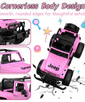 Jeep Licensed Pink 1:14 Scale Remote Control Car For Girls Open Top Off Road RC Jeep With LED Lights showing cornerless design