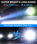 Rechargeable 1.5 Million Lumen Tactical Flashlight With Zoomable Beam, 5 Modes, Waterproof, Long Battery Life shining brighter than car headlights