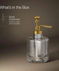 Artifacts Soap Dispenser Assembly For Kitchen And Bath, Heavy Duty Metal Build With Glass Reservoir, Corrosion Tarnish Resistant