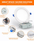Diagram of Six Pack Ultra Thin 6 Inch LED Recessed Ceiling Lights With Junction Box No Hassle Install, 5CCT Dimmable features
