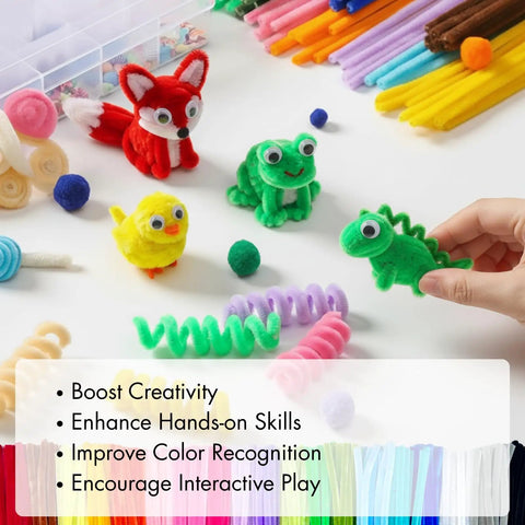 1350 Pieces 12 Inch Thick Pipe Cleaners Craft Set With 45 Colors Chenille Stems For Arts And Crafts Projects Fun Diy Decor School Activities Party Decorations And Handmade Ornaments Bulk shown as animal crafts