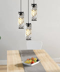 Three Light Crystal Pendant Lights Black For Kitchen Island Hanging Light Fixtures Modern Black Pendant Lighting
