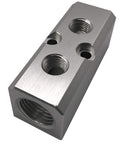 Two Way Pneumatic Manifold Air Distribution Block With G1/2 Inlet Ports And G1/4 Outlet Ports, Aluminum Alloy, Built Tough