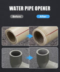Before and after images of PVC pipes threaded with Dual Function Pipe Thread Cutter For Internal And External Threads Drill Compatible PVC Threader Kit One Half Inch And Three Quarters Inch Rethreading Tool.