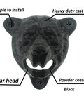 Heavy Duty Cast Iron Wall Mounted Beer Bottle Opener Boasting A Badass Grizzly Bear Head And Durable Metal Teeth Crafted For Your Man Cave Garage Bar Setup Or Top Shelf Home Bar Collection close-up of bear head