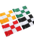Four Pack Mini Golf Flags Set With Tube Inserts For Backyard Putting Green Practice, Fade Resistant 420D Nylon Flags shown in four colors
