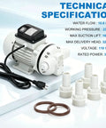 Heavy Duty Def Transfer Pump 110V Electric Fluid Pump 400W features 10.6 GPM flow, accessories, and motor specifications.