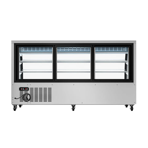 Top Shelf 82 Inch Commercial Deli Case And Meat Display Refrigerator With Heavy Duty Stainless Steel Curved Glass Front