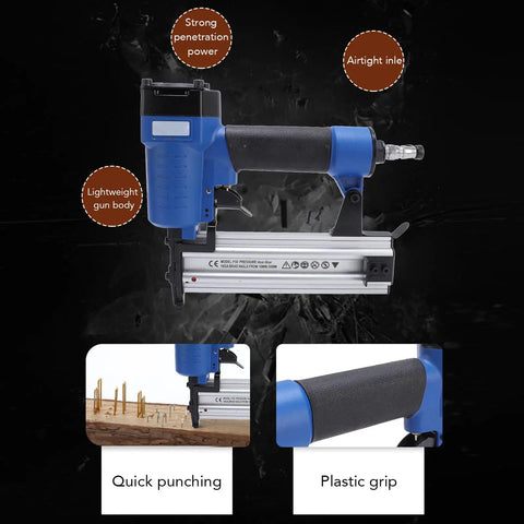 Heavy Duty 18 Gauge Pneumatic Brad Nailer Drives 3 8 To 2 Inch Finish Nails For Trim And Carpentry with plastic grip for comfort.