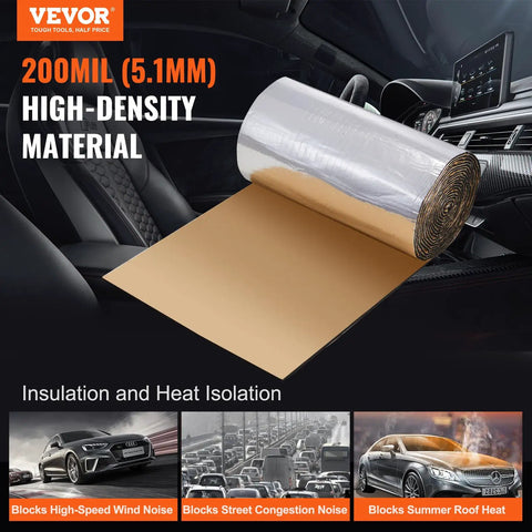 200 Mil Thick Soundproofing Mat Roll for Cars Trucks and Vans 36 Square Foot heavy-duty insulation roll in car interior.