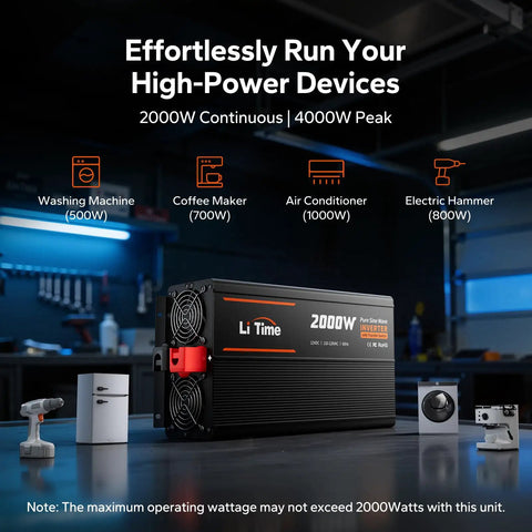 Hella Reliable 2000W Power Inverter With Built In Automatic Transfer Switch and Utility Bypass providing efficient power for devices.