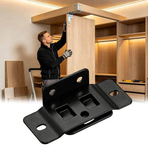 Rock Solid Quick Fit Furniture Joint Bracket used in wooden shelving unit installation