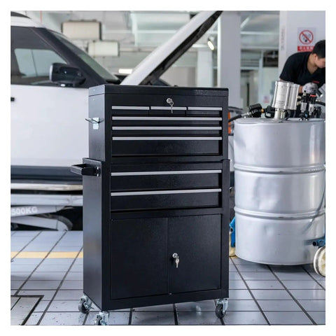 Beast Rolling Tool Chest With Eight Drawers And Detachable Top Box, Mobile Steel Tool Storage Cabinet On Wheels For Garage