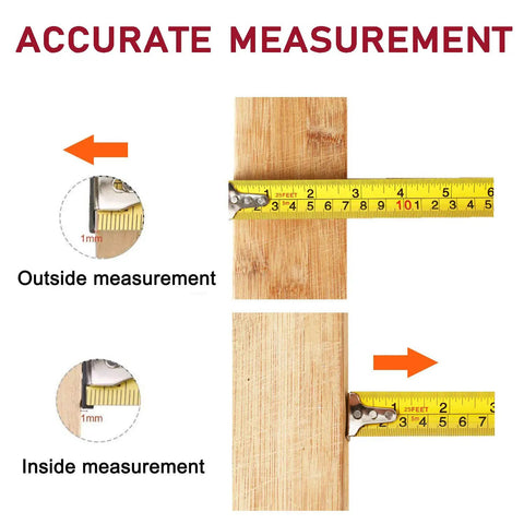 Image showing 25 Ft Measuring Tape With Easy Read Decimal Scale, Dual Sided Ruler in Metric and Inches, illustrating accurate measurement.