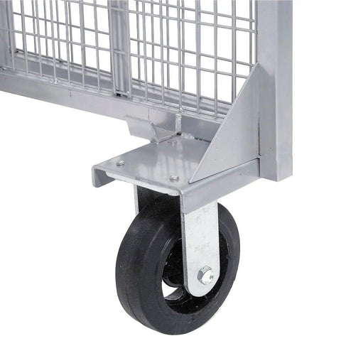 Heavy Duty Folding Security Truck With Lockable Wire Mesh Cage, Built Tough For Two Thousand Pound Loads, Rolls Slick Through Warehouses, And Keeps Your Goods Locked Up Tight