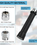 Heavy Duty 44 Inch Pre Rinse Hose With Grip Handle And Spring For Commercial Sinks thread inlets and outlet shown
