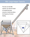 Electric Screw Conveyor With Inclined Spiral Auger Feeder, 100L Hopper, Stainless Steel, for Powder Loading in Industrial Use